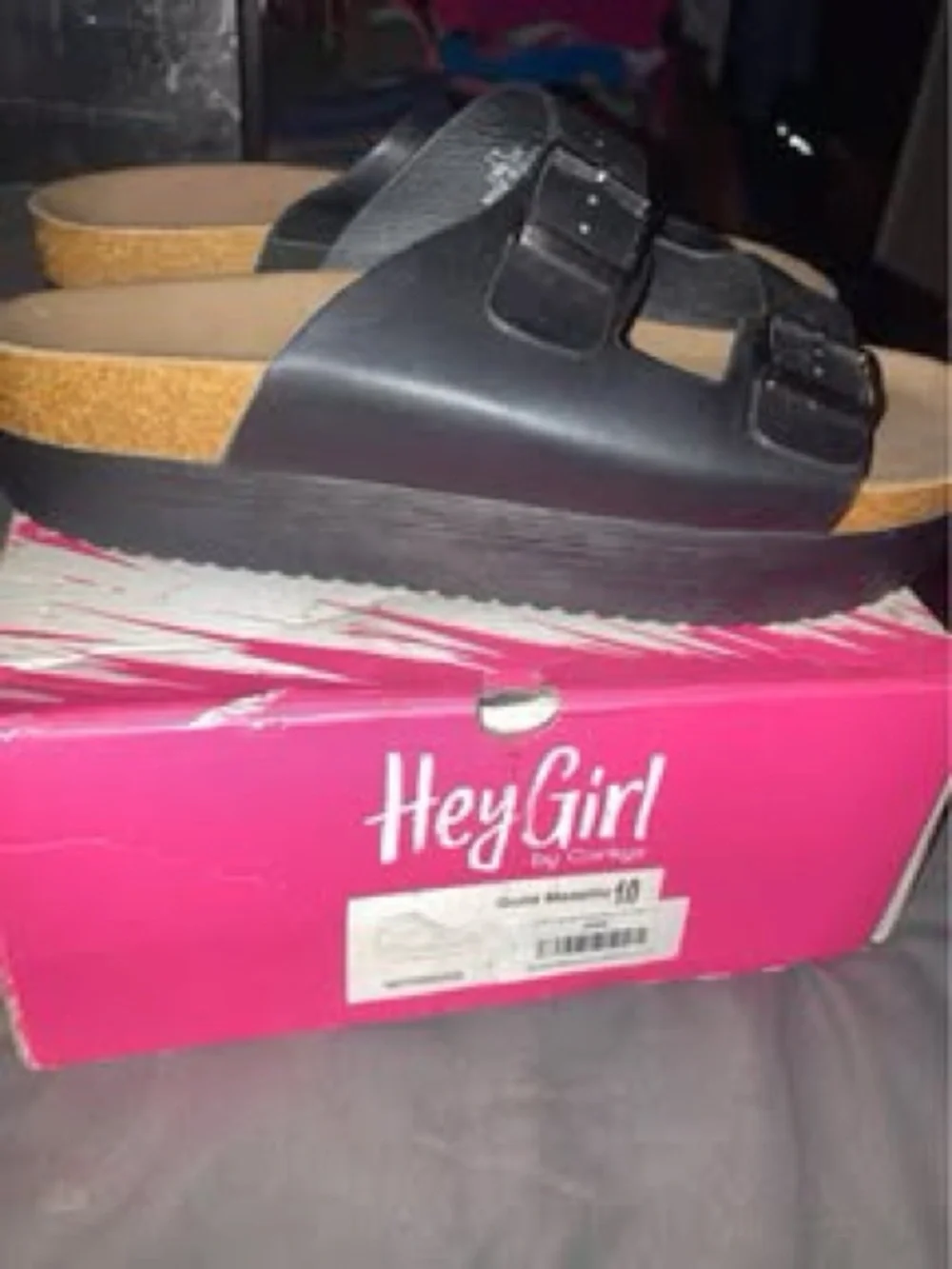 Corkys Black Double-Buckle Platform Slide Sandals